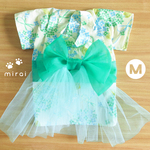 小～中型犬用浴衣/紫陽花①白×グリーン×ブルー Mサイズ n-0190シリーズ