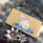 原画◉濡れ猫（白）のイラスト◉絵◉絵画◉アート