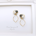 螺旋&bijou＊ブラック＊ビジューピアス