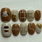 【no.19】コーヒーとわんこ。ネイルチップ