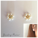 コットンパールのお花ピアス/イヤリング