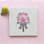 芍薬のブライダルブーケ　手刺繍ファブリックパネル