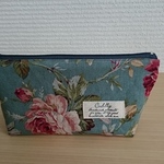 ファスナーポーチ☆薔薇柄  エメラルドグリーン