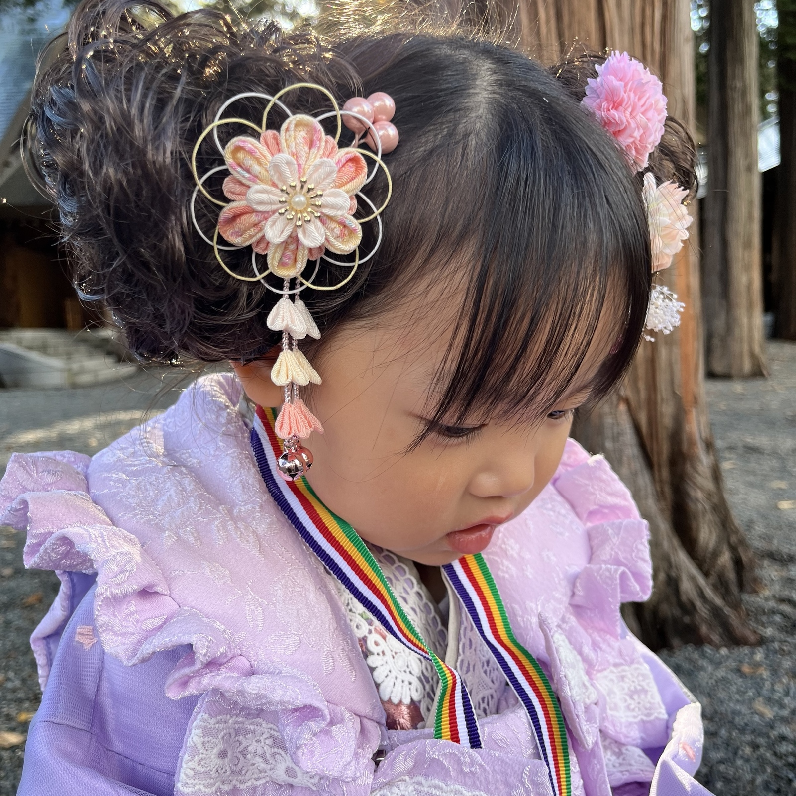 七五三 髪飾り 3歳 7歳 753 つまみ細工 浴衣 着物 小物 鈴