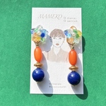 モダンカクテルゼリー フラワー ドイツ VINTAGE ピアス⭐️ 2way イヤリング レジン レジンカボション 昭和レトロ レジンアクセサリー ブルー ピンク グリーン 夏 オレンジ 大正ロマン