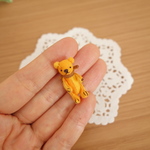 ３センチ／「ちびくま」（かぼちゃ）／コットンのミニチュアテディベア