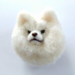 秋田犬白　ブローチ