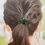 青リンゴヘアゴム 🍏ヘアゴム はブラック🖤【再販】