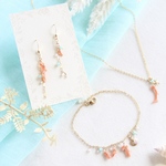 【humming Mermaid -3点セット-】ピアス（イヤリング） ブレスレット ネックレス/14kgf, 珊瑚 サンゴ アマゾナイト/海 夏 人魚 マーメイド/華奢
