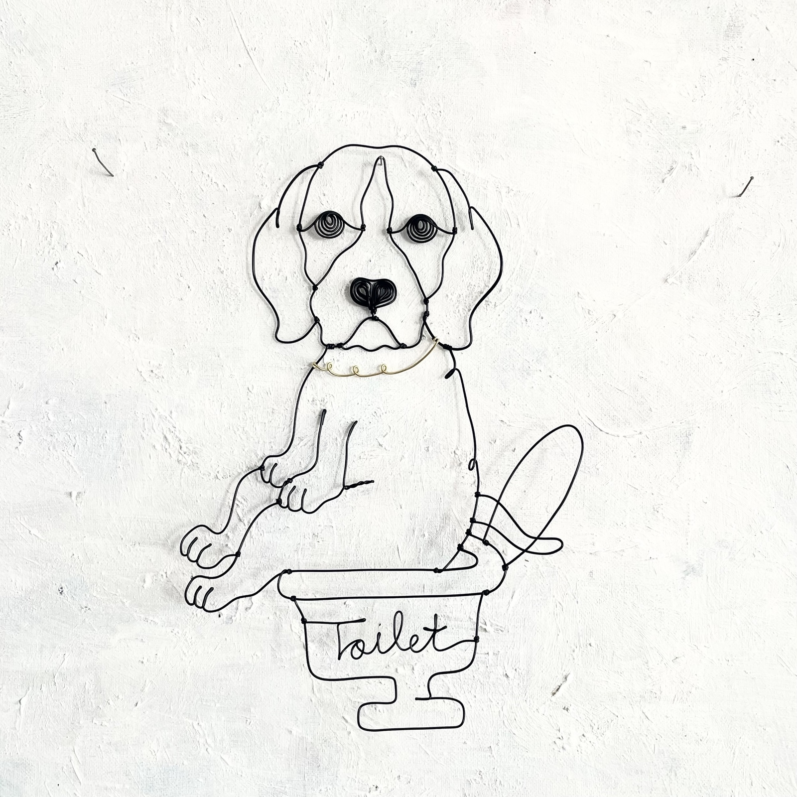 【専用】おトイレしている犬のワイヤーアート◎愛犬を癒しのインテリア空間に おトイレしているビーグルのワイヤーアート◎愛犬を癒しの