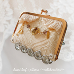 【専用出品】予約受注～collaboration～宝箱・がま口ケース (アイボリー)『No.289 インド刺繍カードケース・2wayチャーム付き』 名刺入れ　ショップカードケース　がま口カードケース　