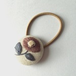 ellipseの花 刺繍 ヘアゴム  パープル