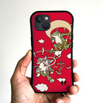 グリップiPhoneケース　風神雷神（レッド）
