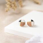美濃焼 陶器 フレンチクラシカル【10mm】ピアス／イヤリング｜月白×ベージュ×ネイビー