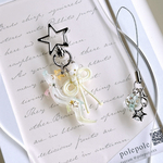 おまけ付き🎁龍とお守り結びのキーホルダー＆星のストラップ/星と彩雲⭐︎ミルキーwhite ver.🐉/