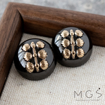 【4個】ボタン ゴールド ブラック パーツ P2129