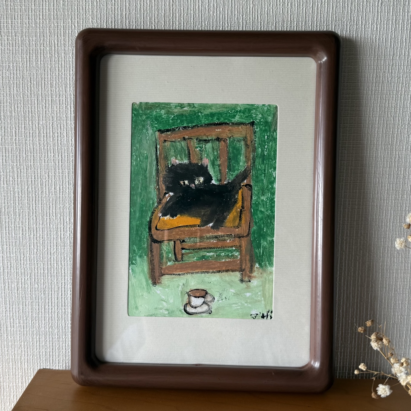 【限定価格セール！】 絵画。原画【黒猫ちゃんは昼寝をしている】 麦のアードなど - 絵画
