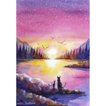 【原画】西日の色（水彩画）★夕日 猫 夕焼け 絵画インテリア プレゼントに #2223