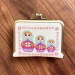 がま口　ソーイングセット　ニードルブック　刺繍　マトリョーシカ　ペパーミント