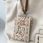  《インド刺繍リボン》 ハンドストラップ付　ポーチ　定期　ID パスケース　バスカード　小物入れ　コインケース　アクセサリー　コスメ入れ　薬入れ　印鑑　