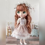 ブライスアウトフィット◇クラシカルジャンパースカートセット(ピンクベージュ系)　Blythe ブライス オビツ22 