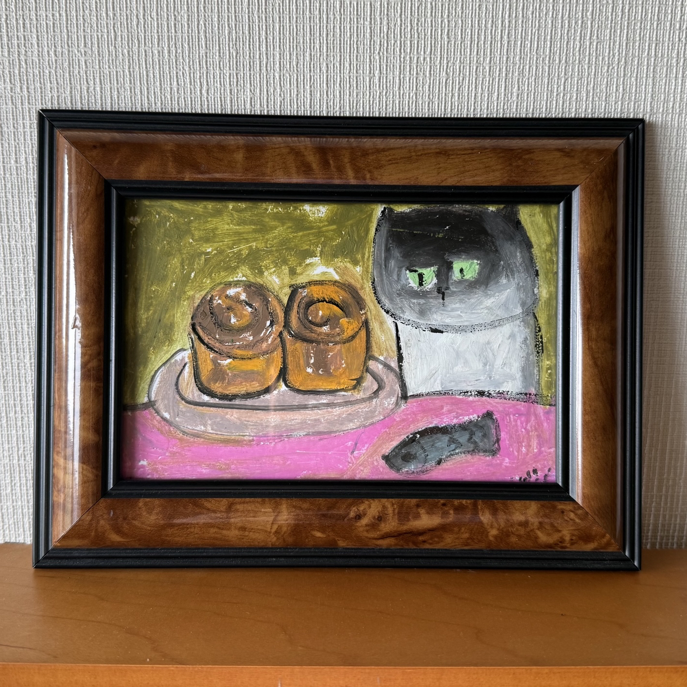 絵画。原画【黒猫ちゃんは昼寝をしている】 - 麦のアードなど