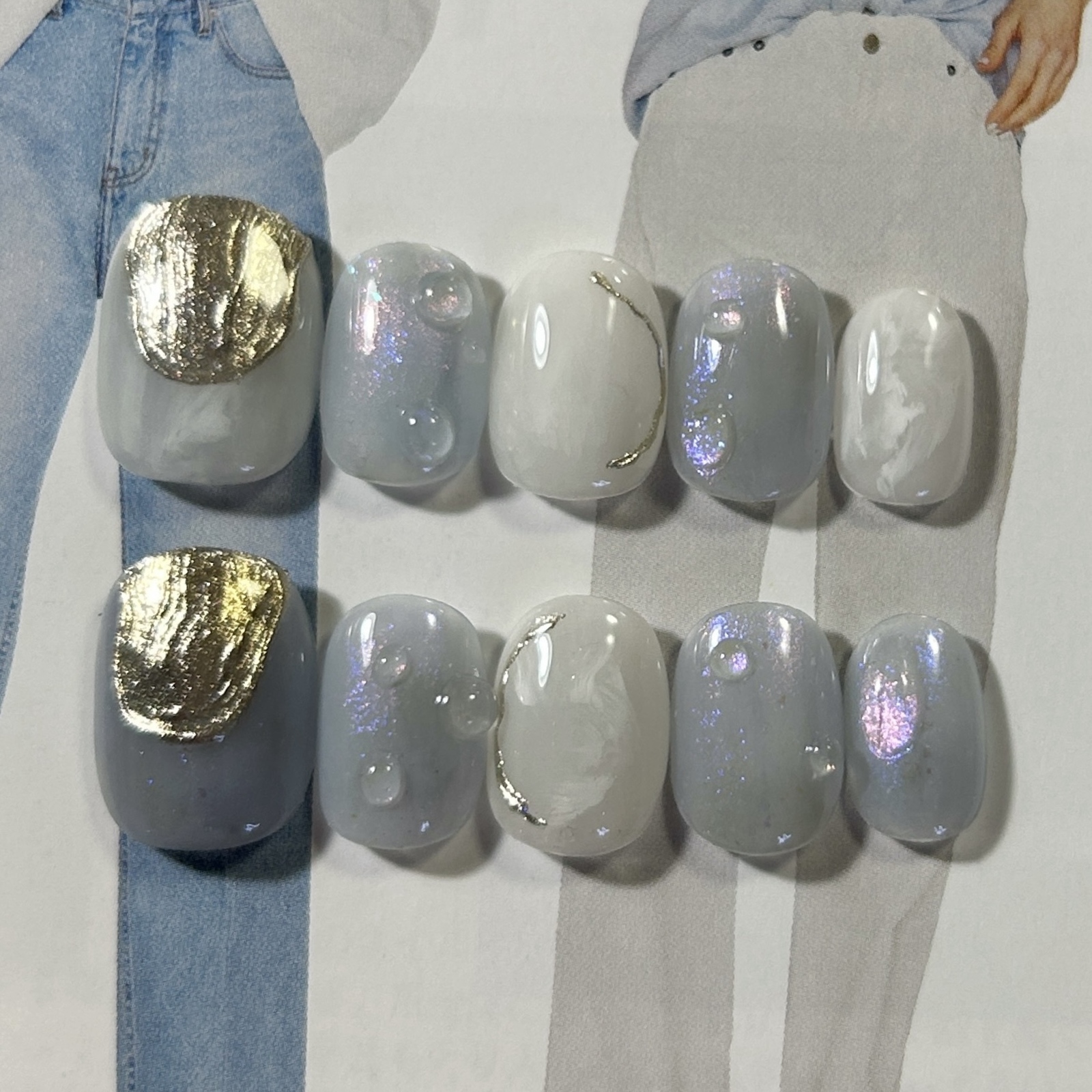 サイズオーダー品】 mizuiro design 🩵🪞 - Lofi nails