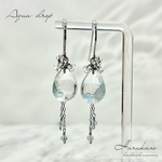 【Aqua  drop 】〜アクアドロップ〜　フックピアス　チェーン付き/雫/水面/透明感/みずみずしさ/サージカルステンレス/金属アレルギー対応/レジン