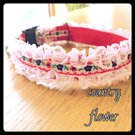 ワンちゃん首輪 ＝country flower＝  レッド