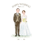 【Cふんわりタッチ】ウェルカムボード、似顔絵イラスト、結婚式グッズ、プレゼント、結婚祝い