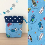 【10％OFF】【サイズオーダー巾着袋】はたらく車ブルー×星🎵お着替え袋・体操服袋・給食袋・コップ袋etc...