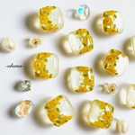 【再販♡5点】癒しのミモザイエロー💛選べるビジューピアス/イヤリング