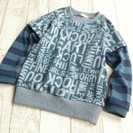 【size120】ラグラントレーナー〈 crossword柄・TOP杢オールドブルー〉