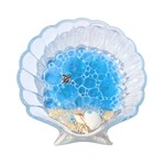 海塗りブルーうみがめアクセサリートレイ　レジン　海　uvレジン　ネックレス　イヤリング　ピアス　海のかけら　海の生き物　小物入れ　贈り物　プレゼント　癒し　幻想的　透明感　海好き　貝　シェルプレート