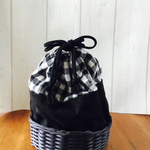 丸カゴ巾着（黒カゴ×黒巾着）