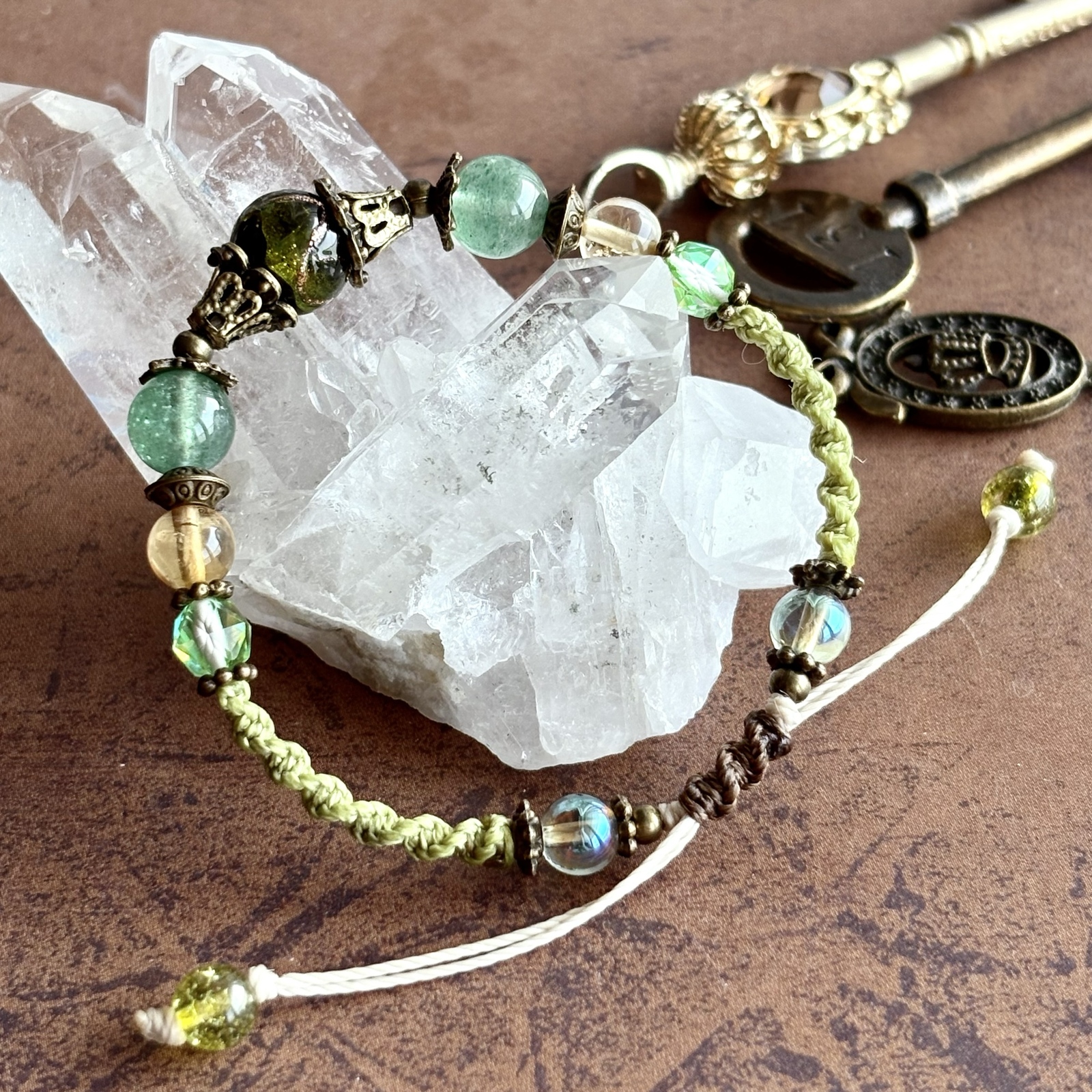 天然石ブレスレット 緑色・黄色・黒色 1001014402409001-2.jpg