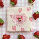 ⋆⸜𝐧𝐞𝐰⸝⋆ストロベリーハートワッペンのポケットティッシュケース付きポーチ ピンク系 いちご strawberry ハート
