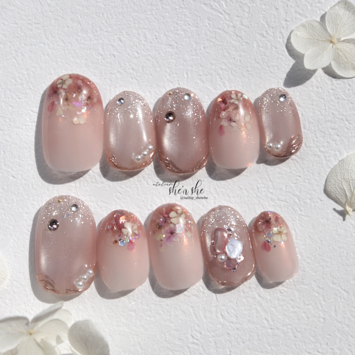 うるうるマグネット×フレンチ pink ver. nail tips ネイル