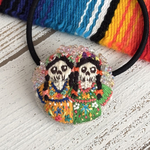 キラキラ☆ガイコツシスターズ 刺繍ヘアゴムorブローチ