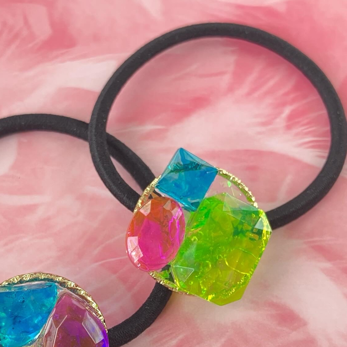 新作☆レジンヘアゴム レモン色の宝石 新作☆レジンヘアゴム レモン色