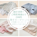 早い者勝ち大セール！　2枚選んで2500円　薄手4重ケット限定　夏用ケット　ブランケット　ひざ掛け　特別企画セット　4重ガーゼケット　ハンドメイド　おくるみ　ベビーグッズ　ガーゼ