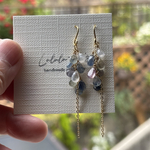 ⏰SALE   雨上がりの紫陽花アクセサリー　　サファイア　レインボームーンストーン　紫陽花　ピアス/イヤリング