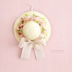 麦わらリース　ピーチピンクひまわり【受注制作】