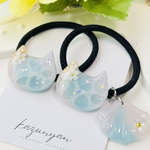 夏にぴったり パステルマリンのミニヘアゴム(ねこ) ベビーキッズ 夏