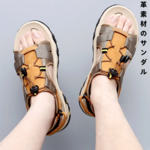 サンダル男性用本革2025新型夏の外履きアウトドア水切り靴滑り止め耐摩耗ビーチシューズ	
