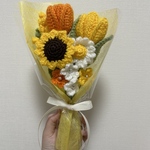 【受注制作】枯れない花束 黄色 イエロー かぎ編み ブーケ あみぐるみ