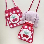 【2way】さくらんぼのギンガムチェックポシェット🍒 キッズポシェット ぬいぐるみポシェット
