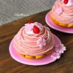 ミニチュア 『桜のモンブランタルト(1セット)』 ミニチュアスイーツ ミニチュアタルト ミニチュアケーキ 樹脂粘土 