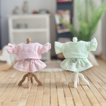 【受注】11cmドール フリル袖トップススカート双子セット 1/12ドール