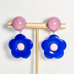 No.147 レトロフラワー(ピンク×ブルー)ピアス＆イヤリング